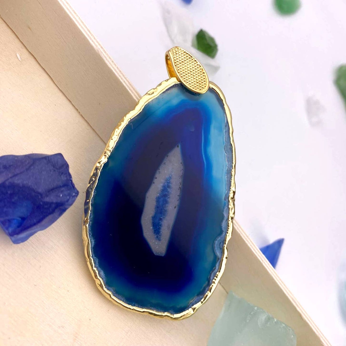 Blue Agate Slice Pendant