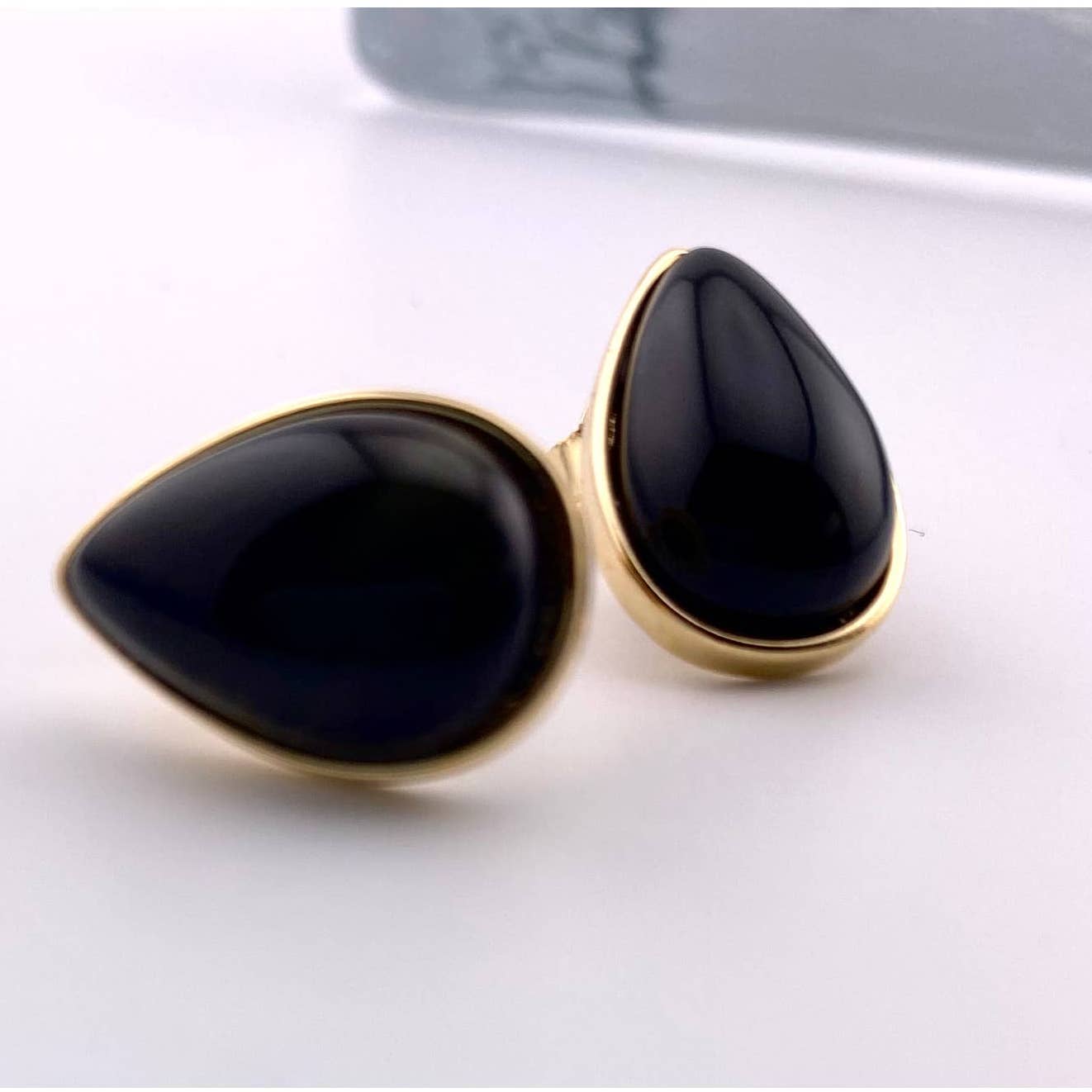 Black Agate Teardrop Earring