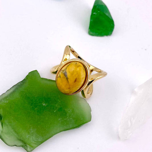 Yellow Howlite Ring