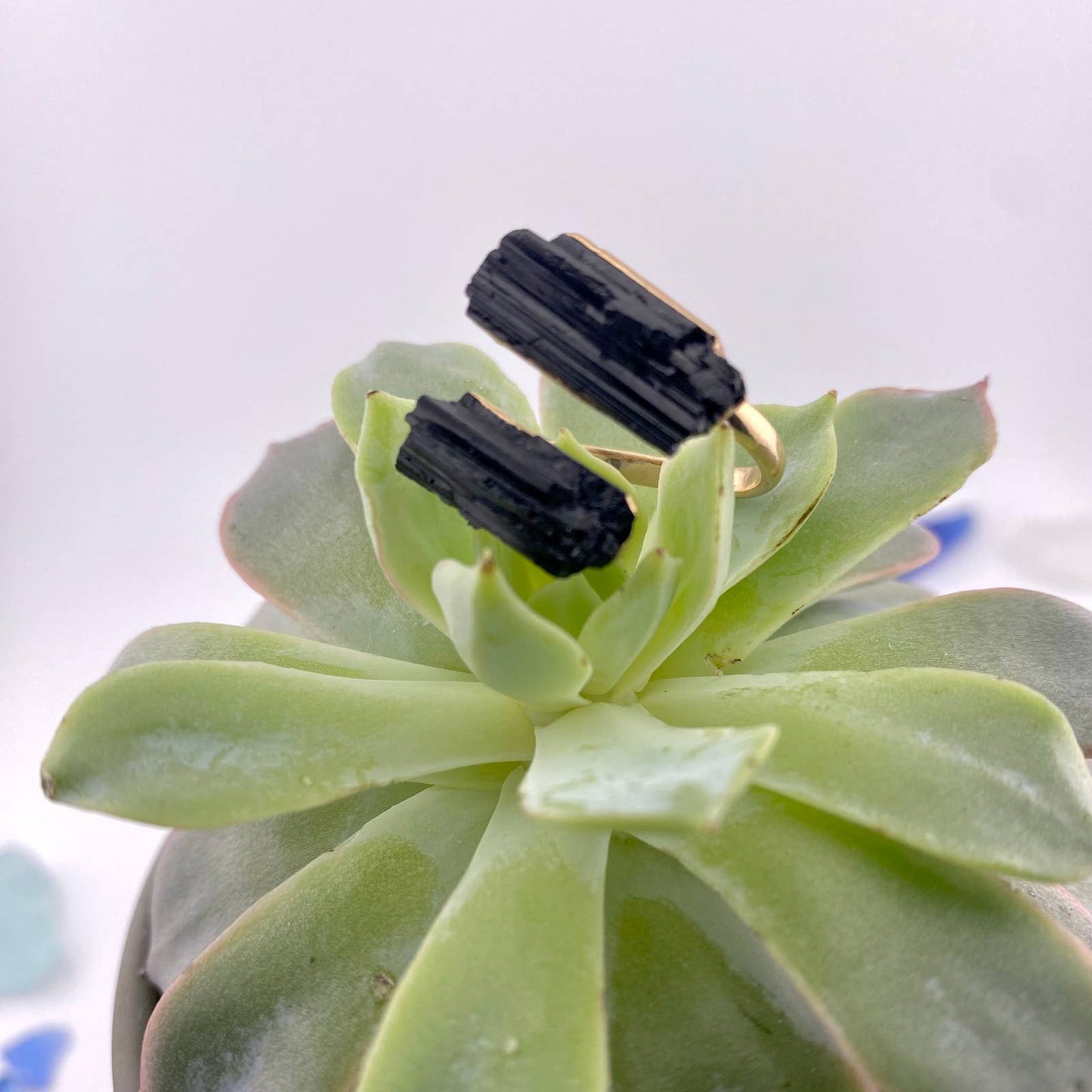 Duo Black Tourmaline Adjustable Ring