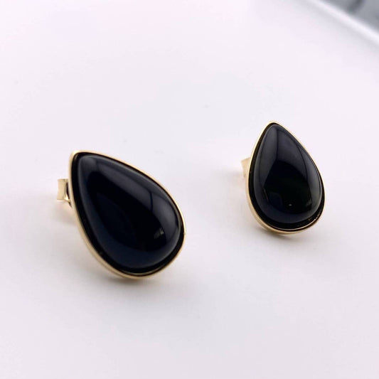 Black Agate Teardrop Earring