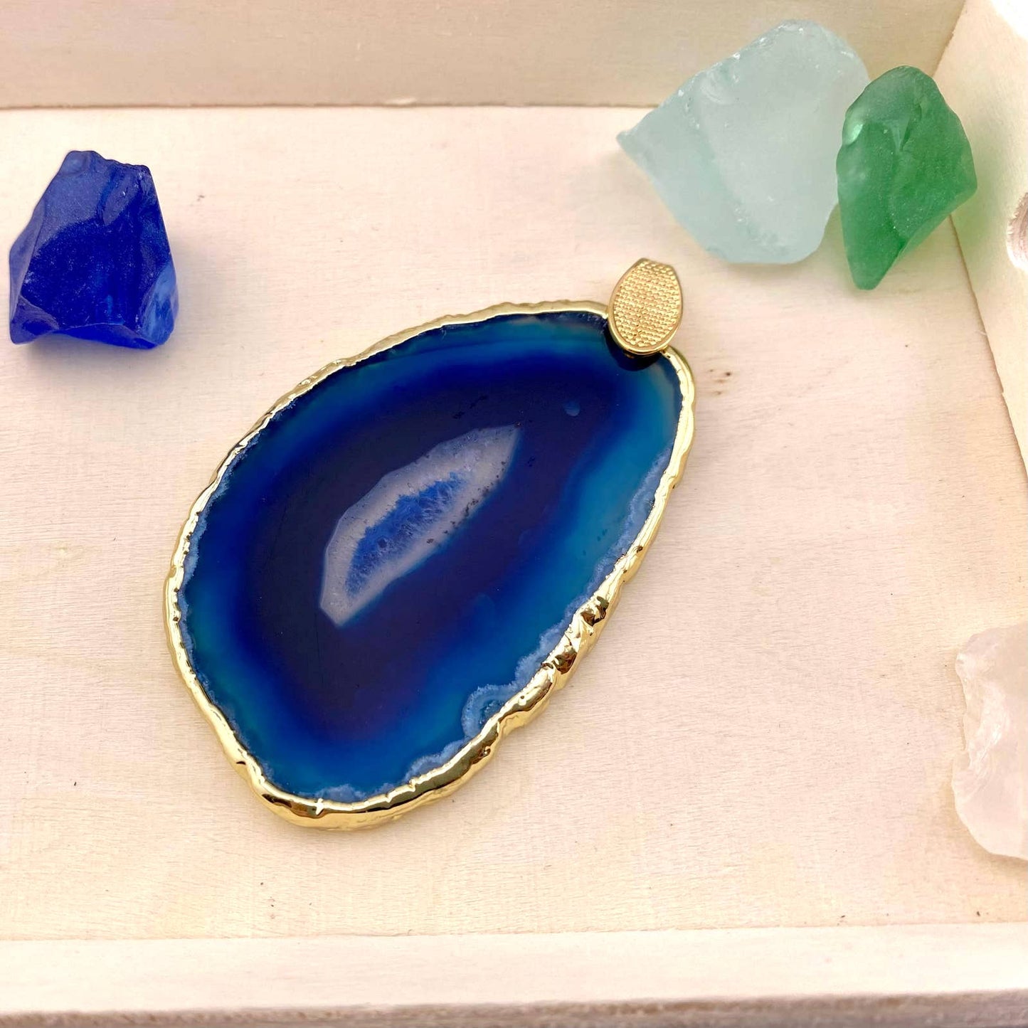 Blue Agate Slice Pendant