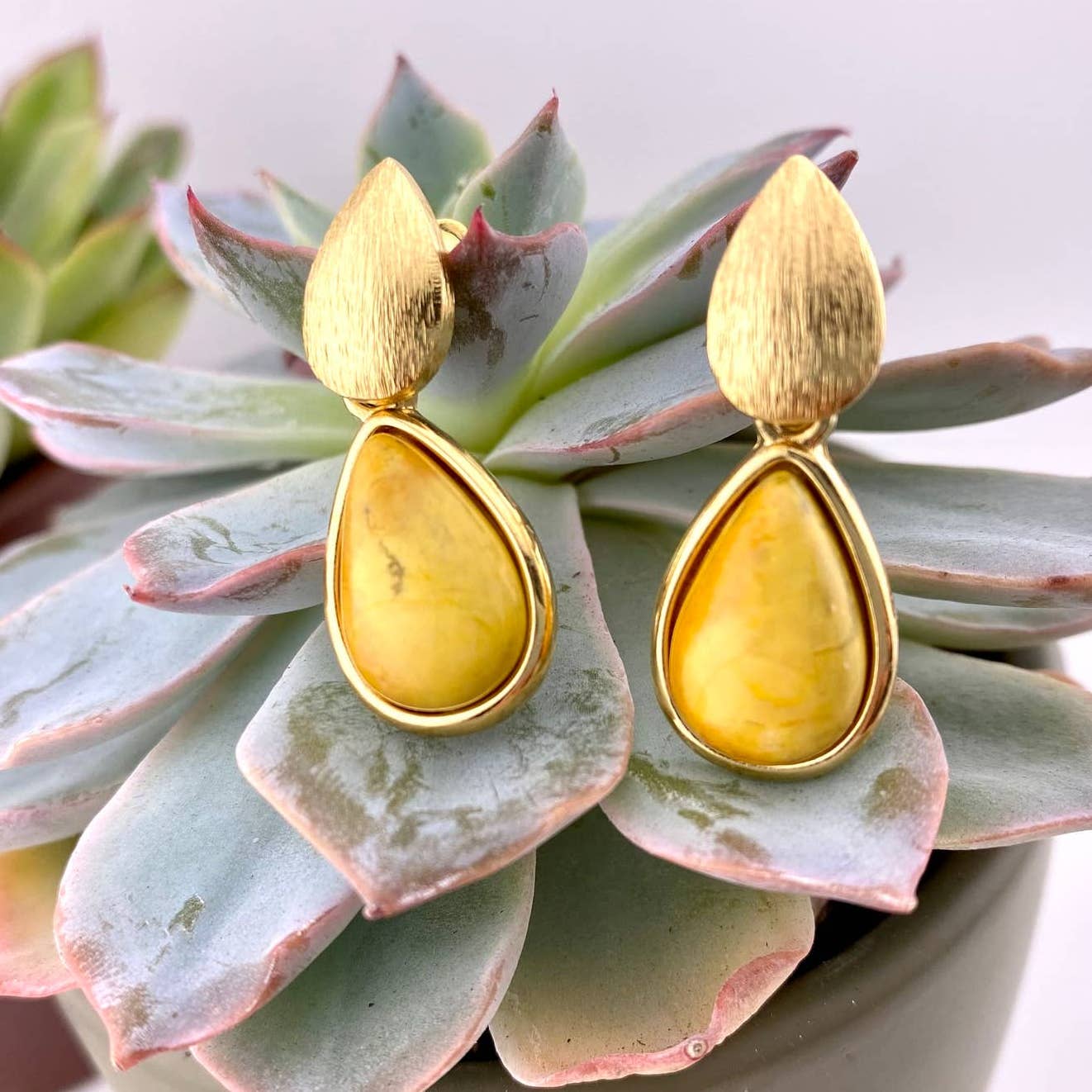 Yellow Howlite Earrings