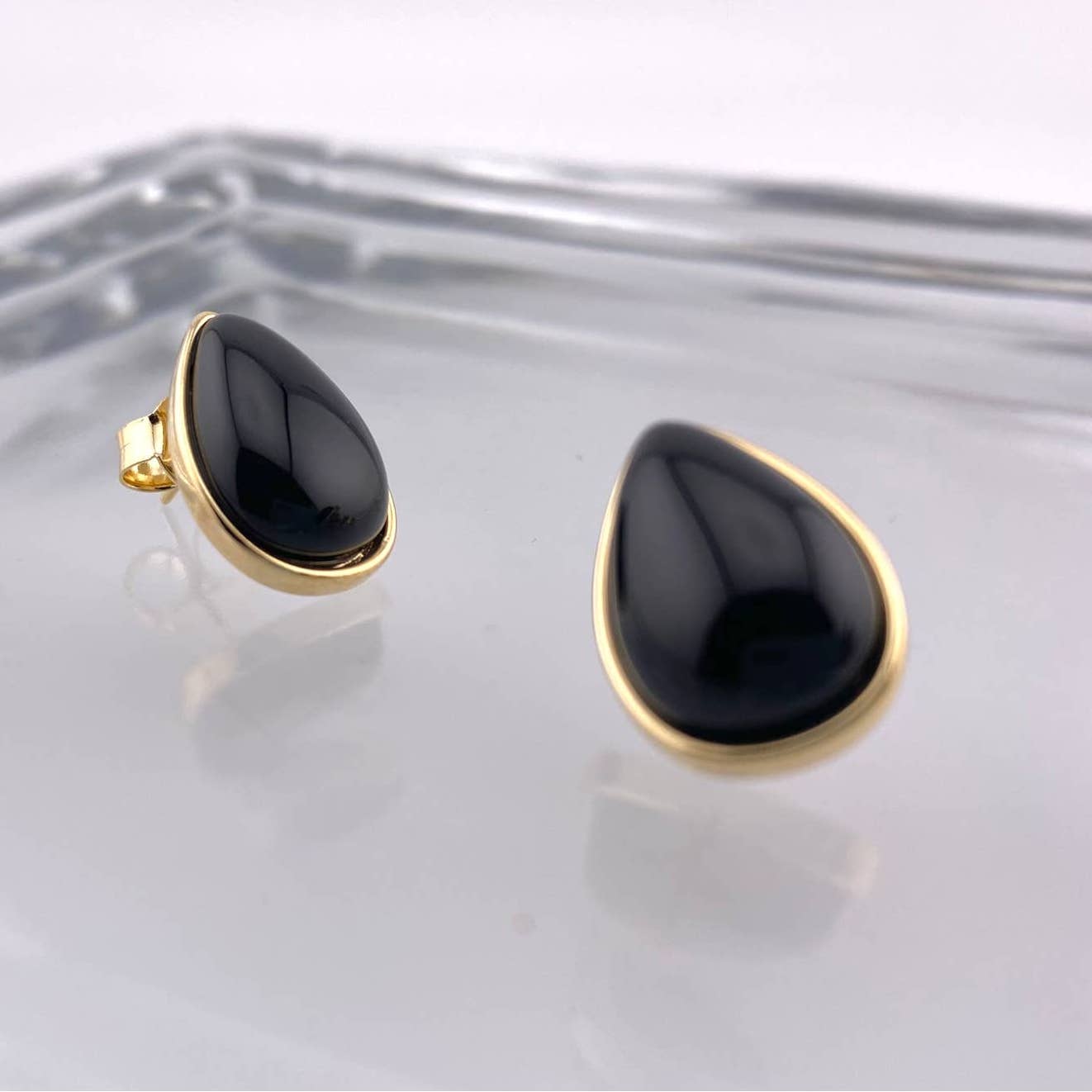 Black Agate Teardrop Earring