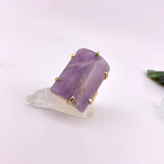 Chevron Amethyst Adjustable Ring