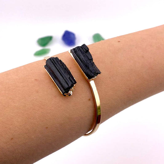 Duo Black Tourmaline Cuff Bracelet