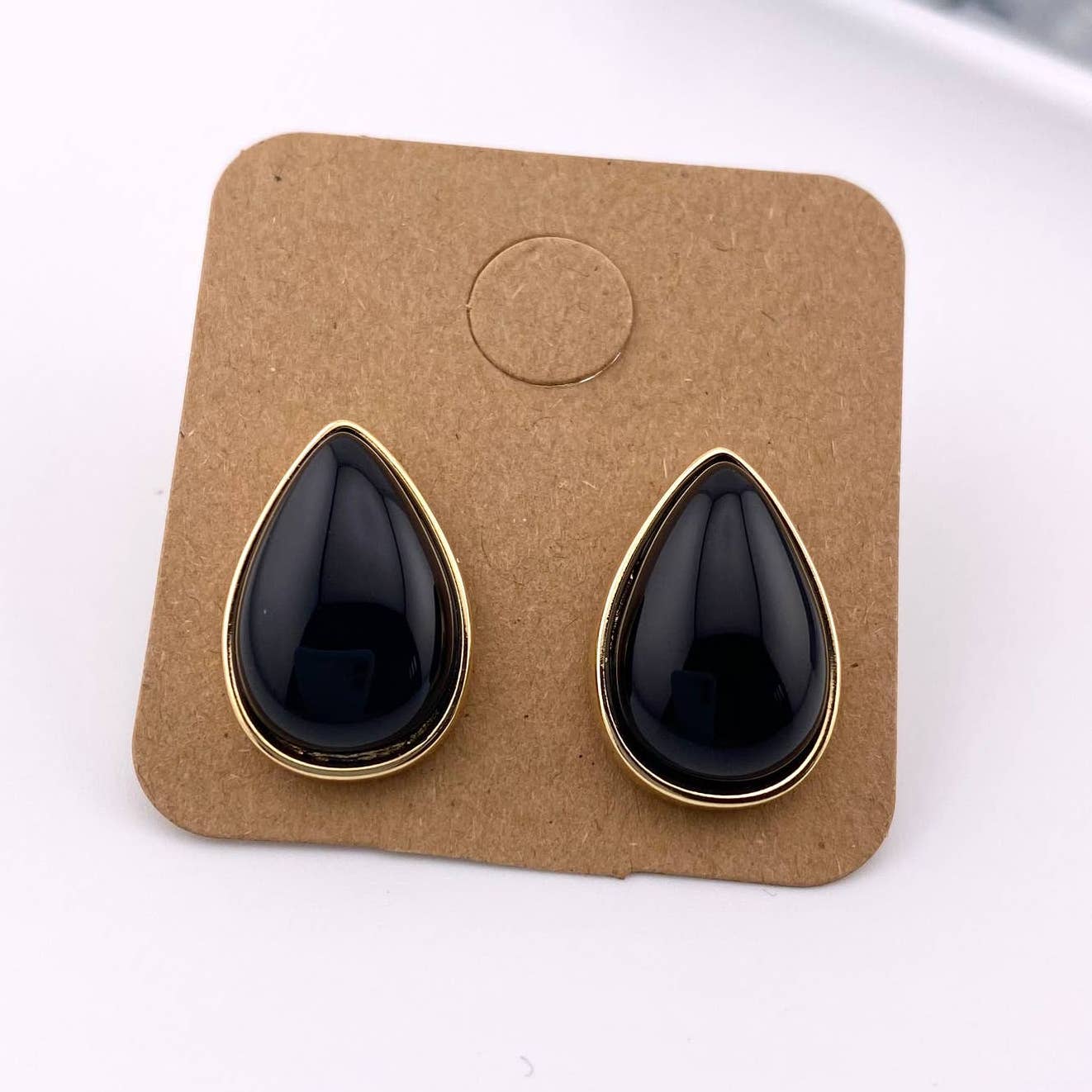 Black Agate Teardrop Earring